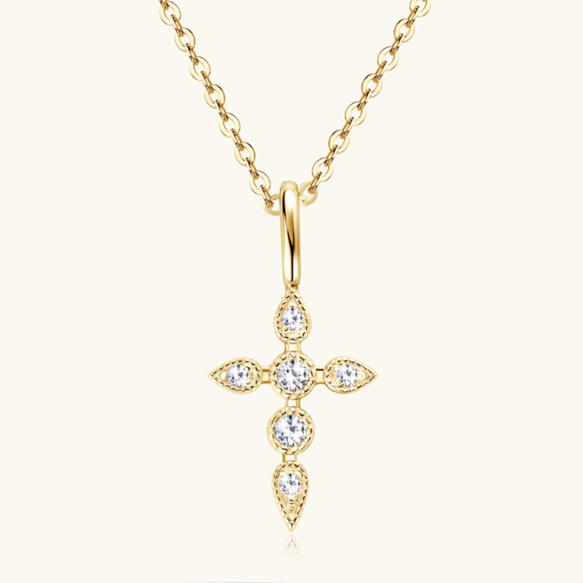 .925 Sterling Silver Moissanite Cross Pendant Necklace