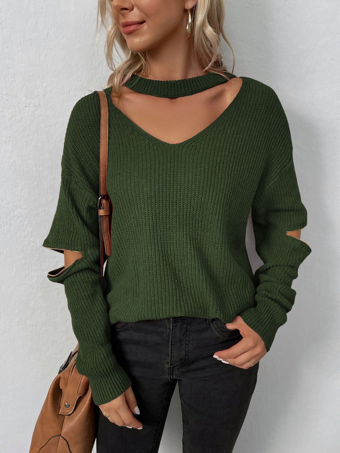 Cutout Zip Detail Sweater