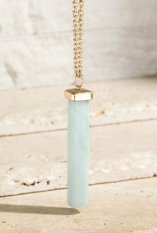 NATURAL STONE BAR NECKLACE