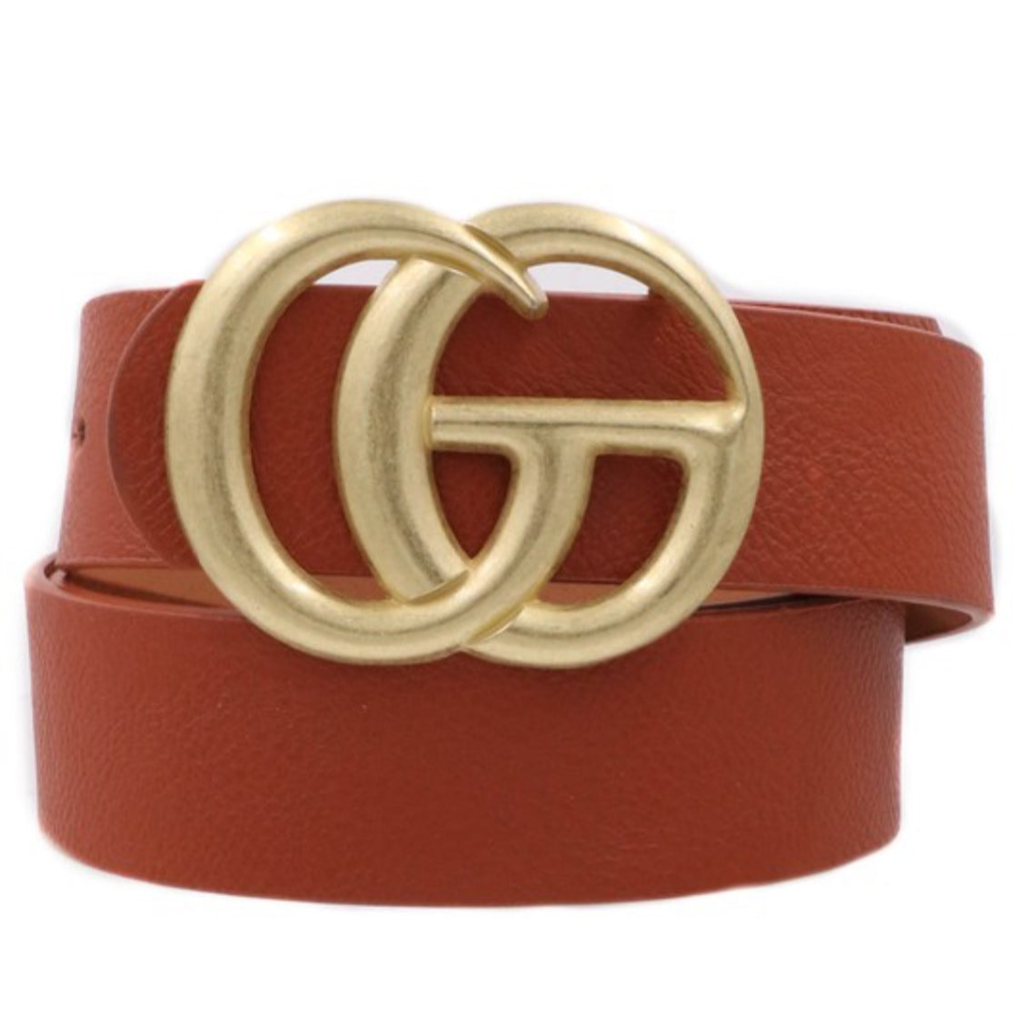 Double Metal Vegan Leather Belt- Matte Buckle