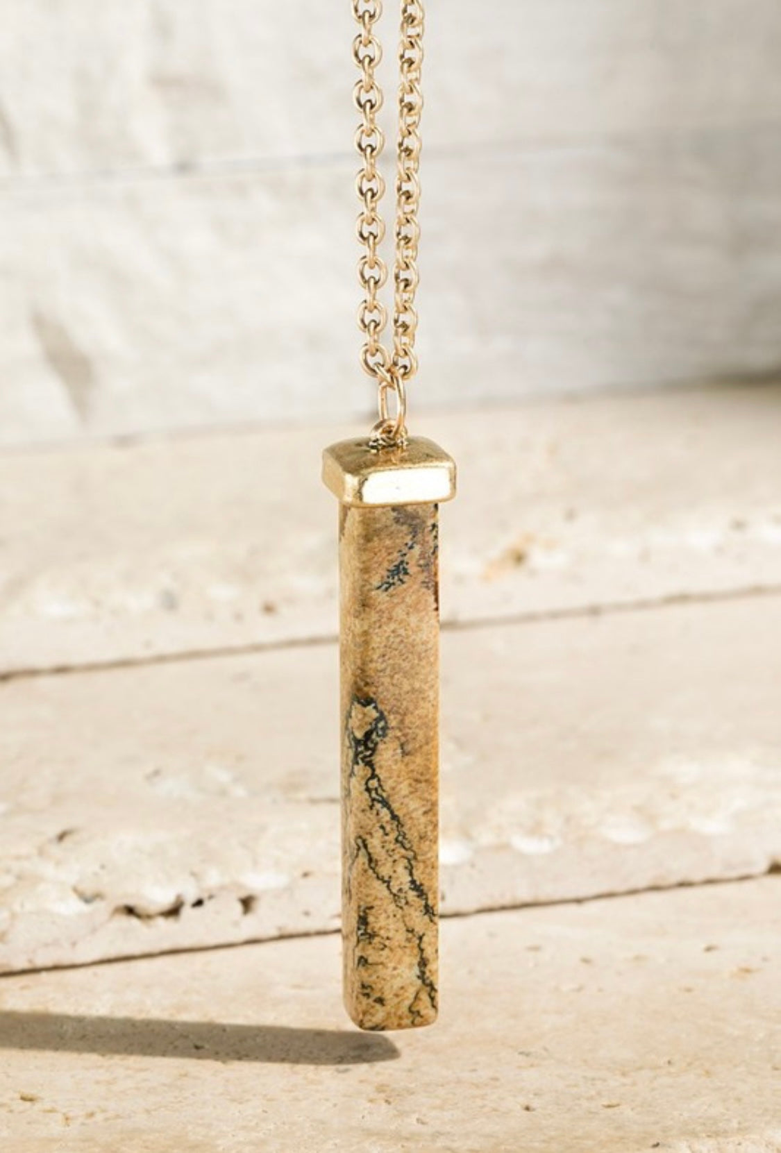 NATURAL STONE BAR NECKLACE