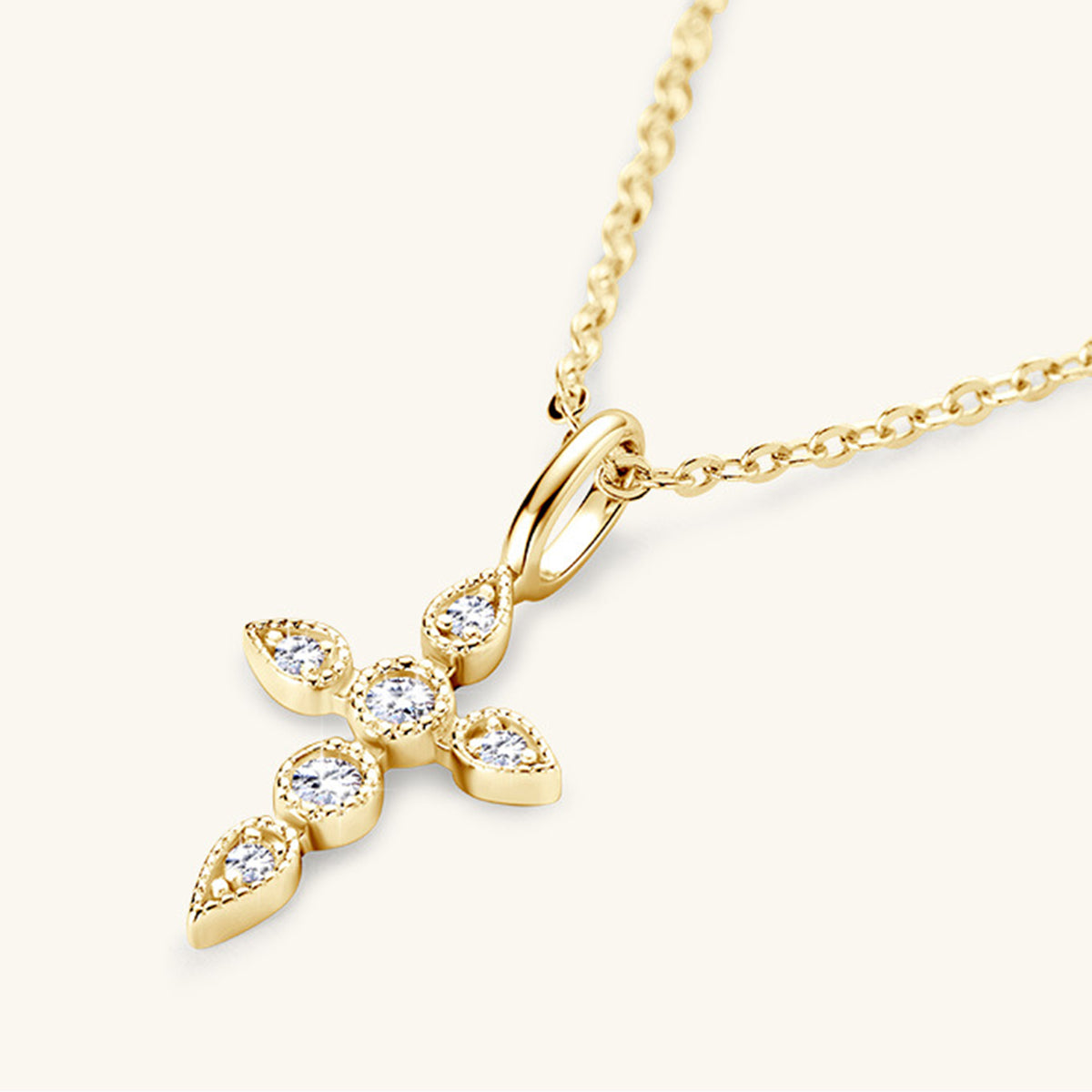 .925 Sterling Silver Moissanite Cross Pendant Necklace