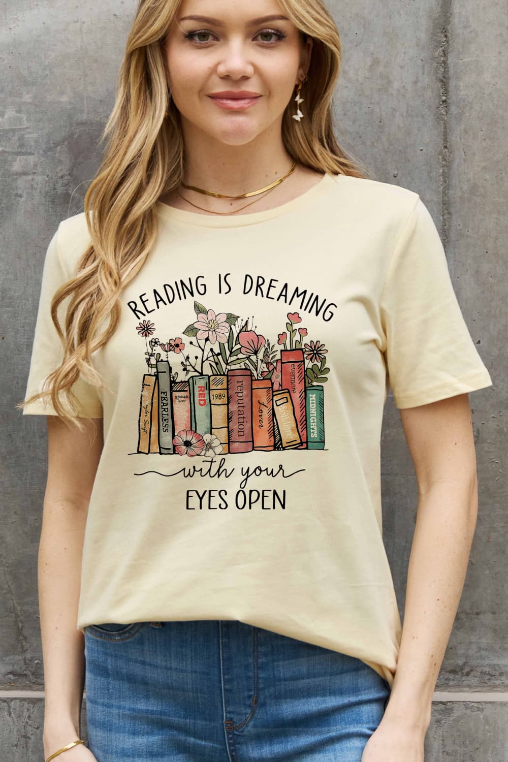 Simply Love Simply Love Full Size READING IS DREAMING WITH YOUR EYES OPEN Graphic Cotton Tee